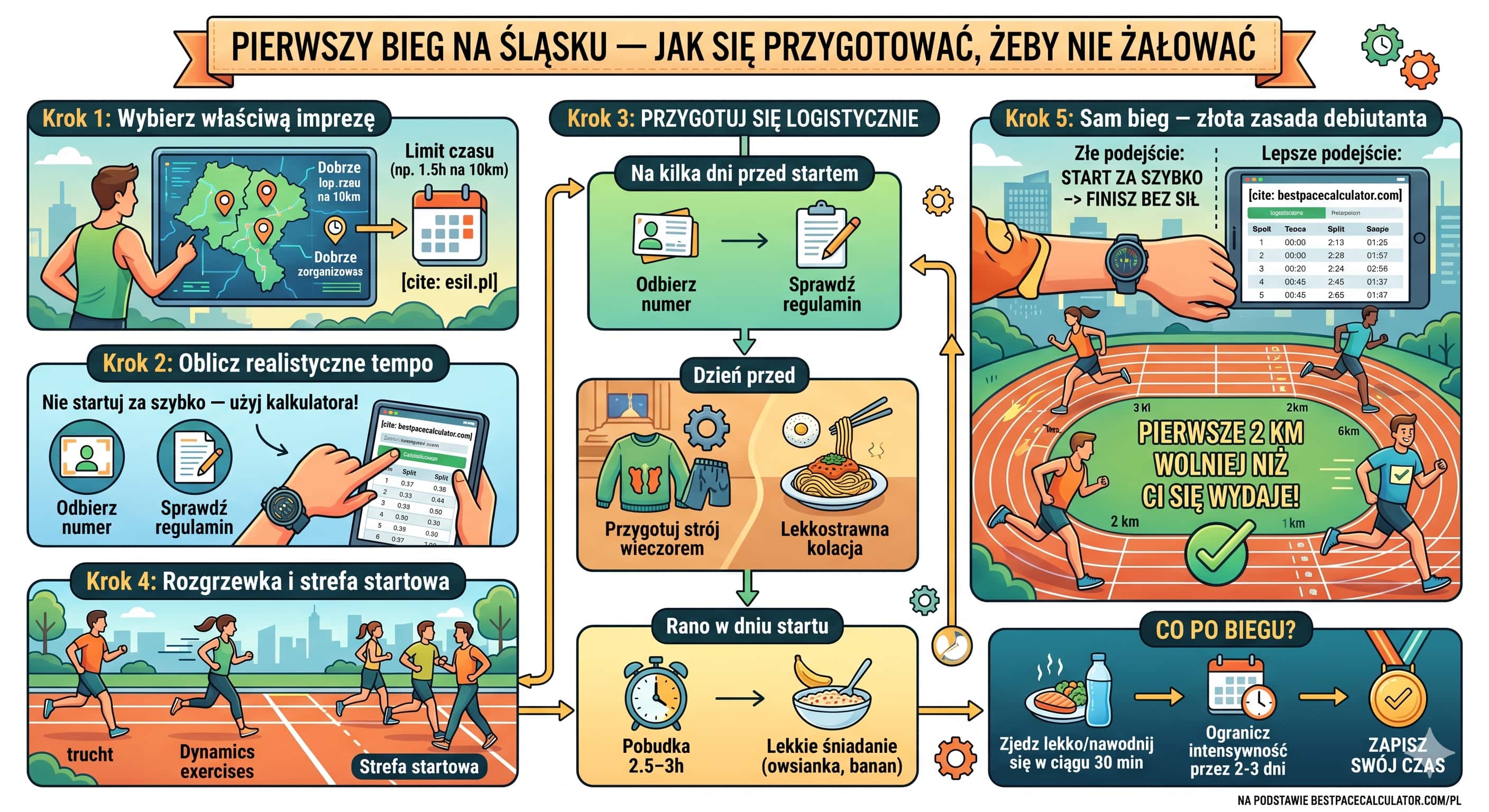 Pierwszy bieg na Śląsku — przygotowanie debiutanta: impreza, tempo i dzień zawodów.